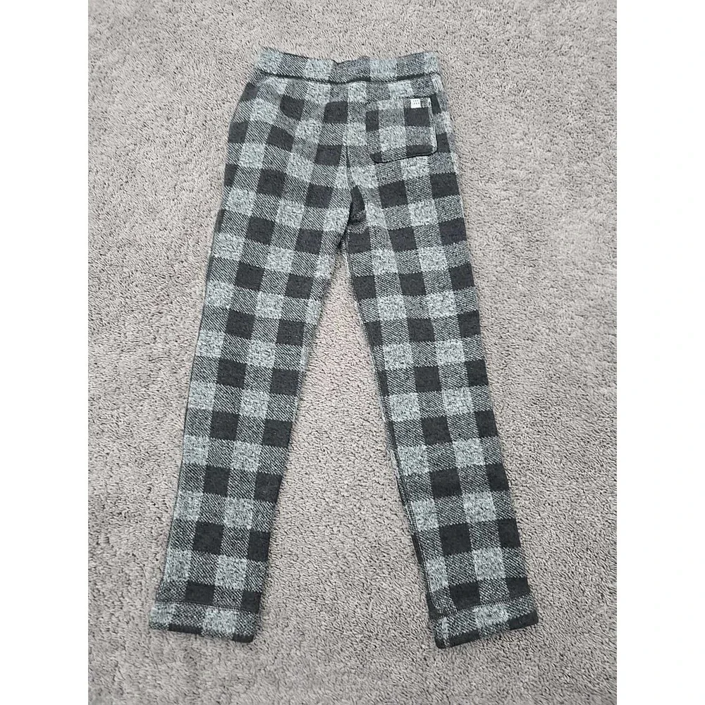 Gap Kids Pajama‎ Pants Youth Girls 14/16 Gray Plaid Pull On Knit Fleece Lounge
